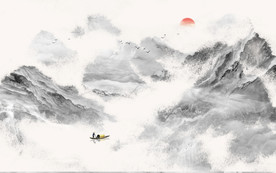 中式水墨山水画