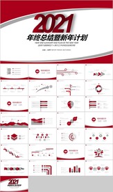 2021红色年终总结汇报PPT