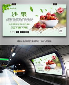 沙果挂画展板单页易拉宝灯箱海报