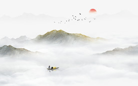 中式水墨山水画