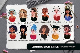 不同风格时尚漂亮女孩矢量设计