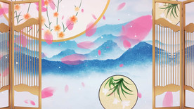 唯美古风团扇 舞台大屏背景视频