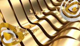 新中式金色立体波浪飞鸟装饰画