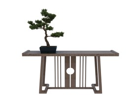 中式松树桌3d模型