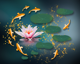 九鱼图电表箱装饰画