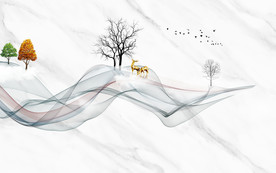 新中式大理石电视背景墙