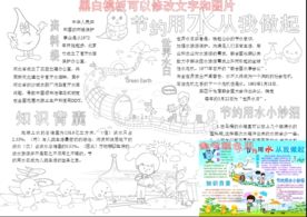 节约用水空白涂色手抄报黑白小报