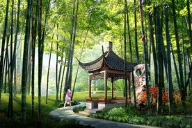 中式四角亭效果图