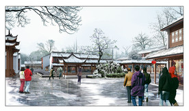 古街道雪景效果图