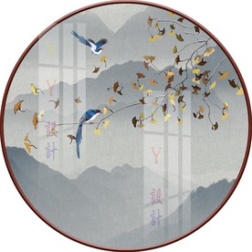 银杏圆形装饰画图片