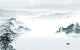 中国风新客厅山水画 tif分层