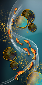 九鱼图玄关装饰画