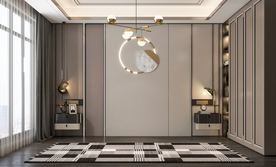 3D极简轻奢现代卧室背景墙