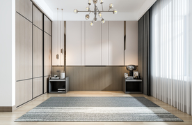 现代3D卧室靠床背景墙