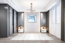 3D简约卧室背景墙 空间设计图