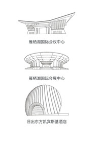 怀柔地标矢量线稿