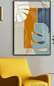 现代简约线条树叶蝴蝶装饰画