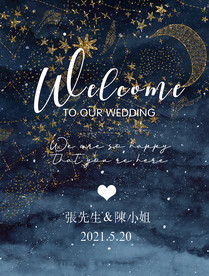 唯美星空婚礼迎宾海报