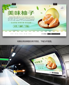 柚子展架单页海报展板挂画灯箱