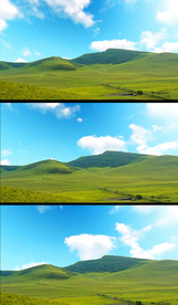 4K蓝天白云草原风光视频背景