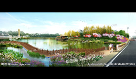 休闲度假 河塘 湿地效果图