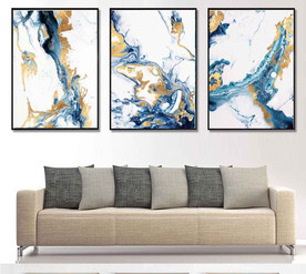 现代北欧风抽象金色油画装饰画