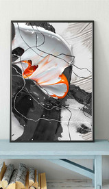 现代抽象黑白油画玄关装饰画