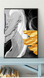 现代抽象金色油画玄关装饰画