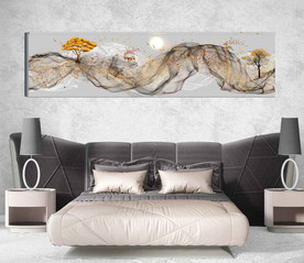 新中式抽象麋鹿山水风景床头画