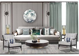 中式窗帘软装效果图