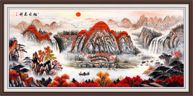 旭日东升山水画