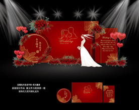 红色系婚礼 红色迎宾区