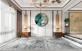 新中式客厅沙发3D背景墙