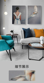 欧式复古手绘女郎鸽子装饰画