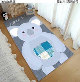 卡通动物床边地毯