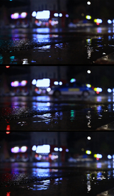 4K实拍下雨的街道路面