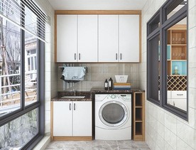 全屋定制简约板式阳台柜洗衣柜图