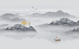 中式意境水墨画