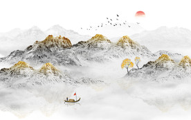 中式水墨山水画