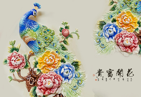 孔雀浮雕装饰
