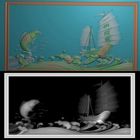 一帆风顺精雕图