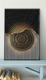 现代烁金水墨金色年轮木纹装饰画