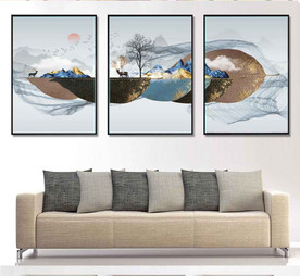 北欧风抽象麋鹿森林装饰无框画