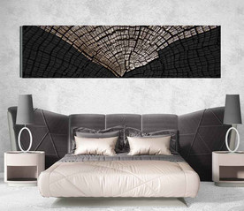 北欧风抽象年轮纹木床头画