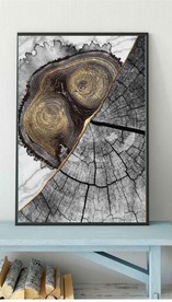 现代烁金水墨金色年轮木纹装饰画