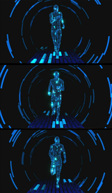 闪烁的发光人奔跑景视频素