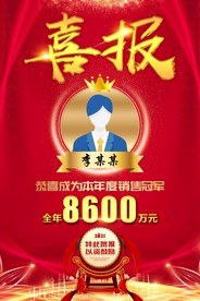 喜报销售冠军年终销售喜报战报