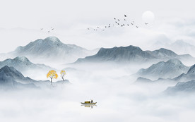 中式水墨山水画