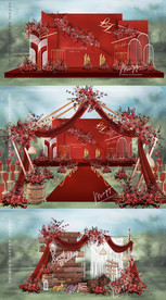 户外红色风格婚礼