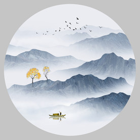 圆形山水装饰画